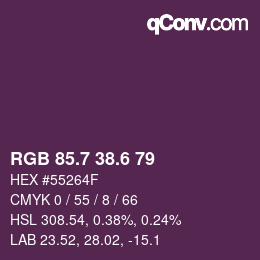 カラーコード: RGB 85.7 38.6 79 | qconv.com