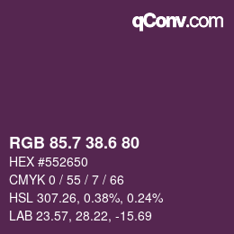 カラーコード: RGB 85.7 38.6 80 | qconv.com