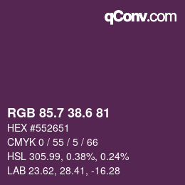 カラーコード: RGB 85.7 38.6 81 | qconv.com