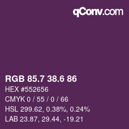 カラーコード: RGB 85.7 38.6 86 | qconv.com