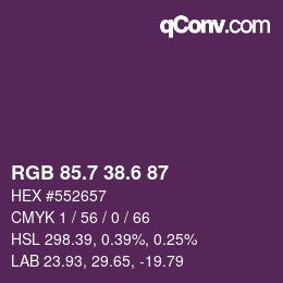 カラーコード: RGB 85.7 38.6 87 | qconv.com