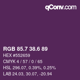カラーコード: RGB 85.7 38.6 89 | qconv.com