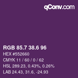 カラーコード: RGB 85.7 38.6 96 | qconv.com