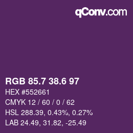 カラーコード: RGB 85.7 38.6 97 | qconv.com