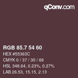 カラーコード: RGB 85.7 54 60 | qconv.com