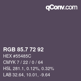 カラーコード: RGB 85.7 72 92 | qconv.com
