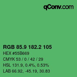 カラーコード: RGB 85.9 182.2 105 | qconv.com