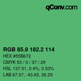 カラーコード: RGB 85.9 182.2 114 | qconv.com