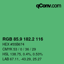 カラーコード: RGB 85.9 182.2 116 | qconv.com