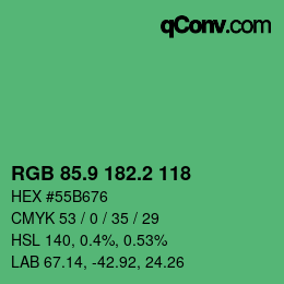 カラーコード: RGB 85.9 182.2 118 | qconv.com