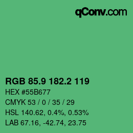 カラーコード: RGB 85.9 182.2 119 | qconv.com