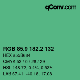 カラーコード: RGB 85.9 182.2 132 | qconv.com