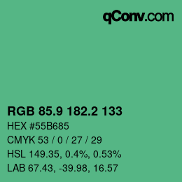 カラーコード: RGB 85.9 182.2 133 | qconv.com