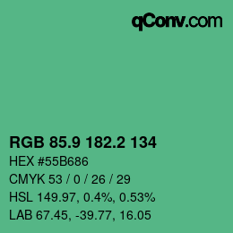カラーコード: RGB 85.9 182.2 134 | qconv.com