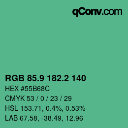 カラーコード: RGB 85.9 182.2 140 | qconv.com