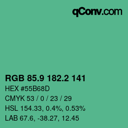 カラーコード: RGB 85.9 182.2 141 | qconv.com