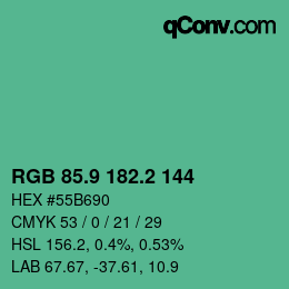 カラーコード: RGB 85.9 182.2 144 | qconv.com