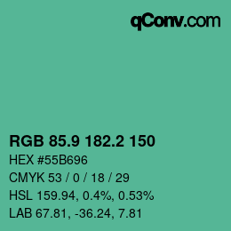 カラーコード: RGB 85.9 182.2 150 | qconv.com