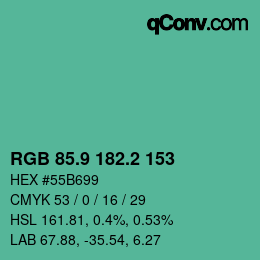 カラーコード: RGB 85.9 182.2 153 | qconv.com