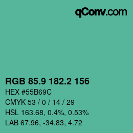 カラーコード: RGB 85.9 182.2 156 | qconv.com
