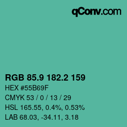 カラーコード: RGB 85.9 182.2 159 | qconv.com
