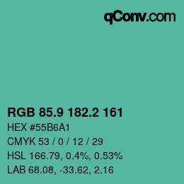 カラーコード: RGB 85.9 182.2 161 | qconv.com