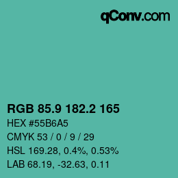 カラーコード: RGB 85.9 182.2 165 | qconv.com