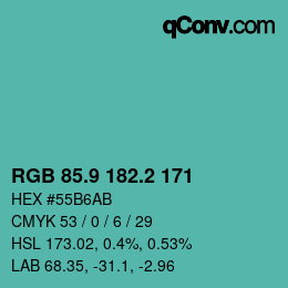 カラーコード: RGB 85.9 182.2 171 | qconv.com