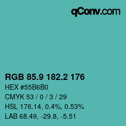 カラーコード: RGB 85.9 182.2 176 | qconv.com