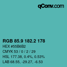 カラーコード: RGB 85.9 182.2 178 | qconv.com