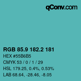 カラーコード: RGB 85.9 182.2 181 | qconv.com