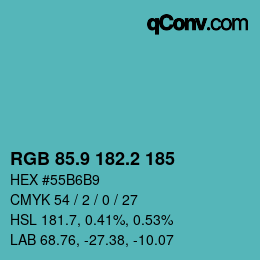 カラーコード: RGB 85.9 182.2 185 | qconv.com