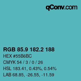 Color code: RGB 85.9 182.2 188 | qconv.com