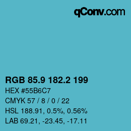 Color code: RGB 85.9 182.2 199 | qconv.com