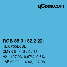 カラーコード: RGB 85.9 182.2 221 | qconv.com