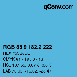 Color code: RGB 85.9 182.2 222 | qconv.com