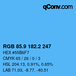 Color code: RGB 85.9 182.2 247 | qconv.com