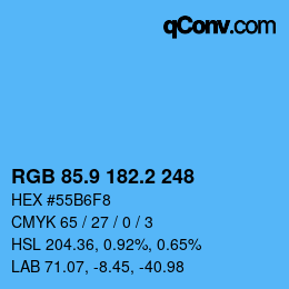 Color code: RGB 85.9 182.2 248 | qconv.com