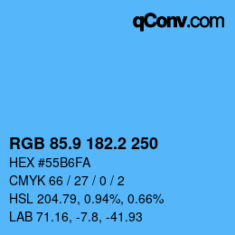Color code: RGB 85.9 182.2 250 | qconv.com