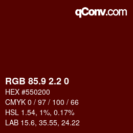Color code: RGB 85.9 2.2 0 | qconv.com