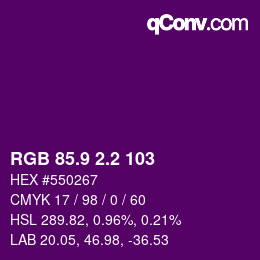カラーコード: RGB 85.9 2.2 103 | qconv.com