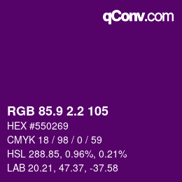 カラーコード: RGB 85.9 2.2 105 | qconv.com