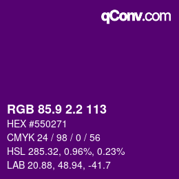 カラーコード: RGB 85.9 2.2 113 | qconv.com