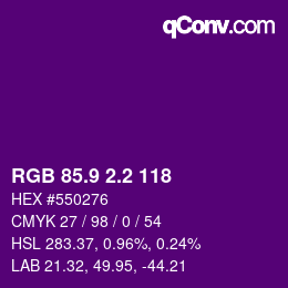 カラーコード: RGB 85.9 2.2 118 | qconv.com