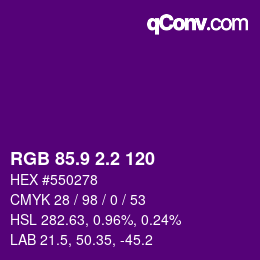 カラーコード: RGB 85.9 2.2 120 | qconv.com