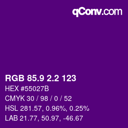 カラーコード: RGB 85.9 2.2 123 | qconv.com