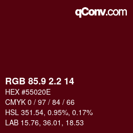 カラーコード: RGB 85.9 2.2 14 | qconv.com