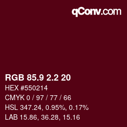 Color code: RGB 85.9 2.2 20 | qconv.com