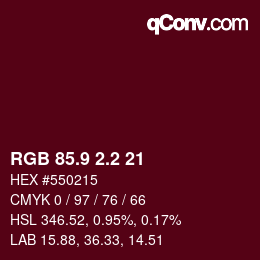 Color code: RGB 85.9 2.2 21 | qconv.com