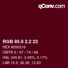 カラーコード: RGB 85.9 2.2 22 | qconv.com